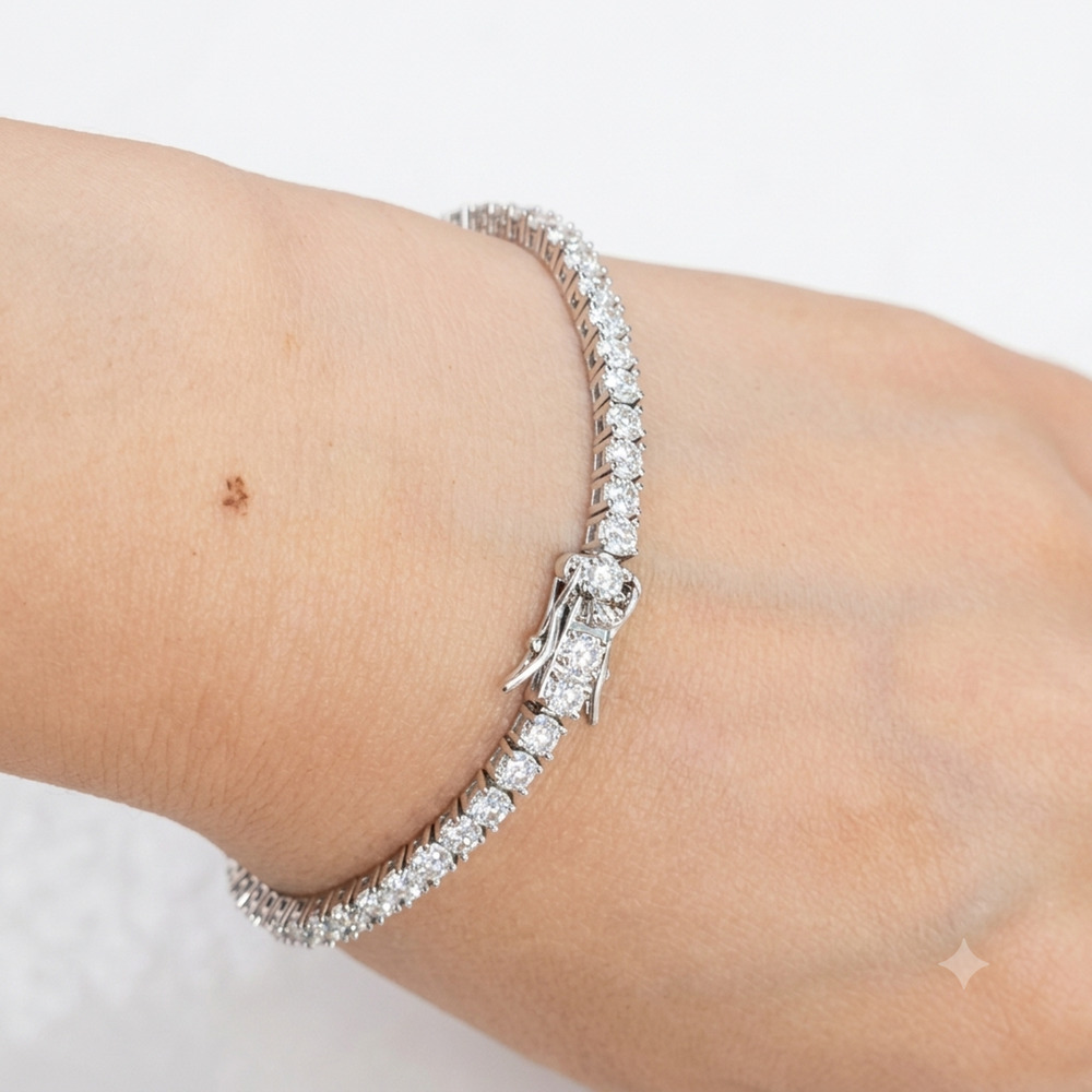 3mm Moissanite Tennis Bracelet 14K White Gold Plated 925 Sterling Silver 7 Inch